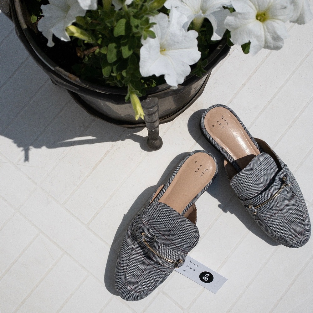 💜NWT a new day Remmy Plaid Backless Loafers